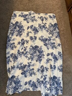 Blue Floral Midi Skirt - Women